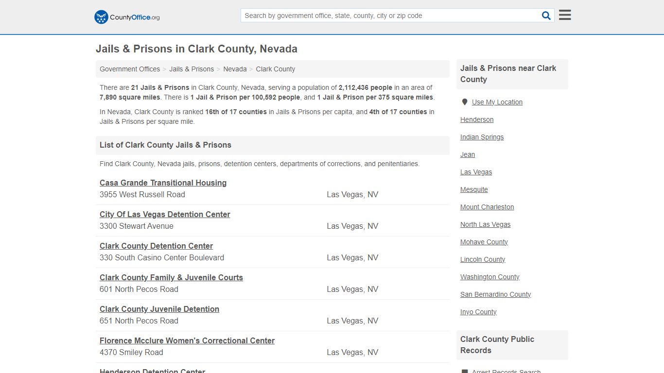 Jails & Prisons - Clark County, NV (Inmate Rosters & Records)